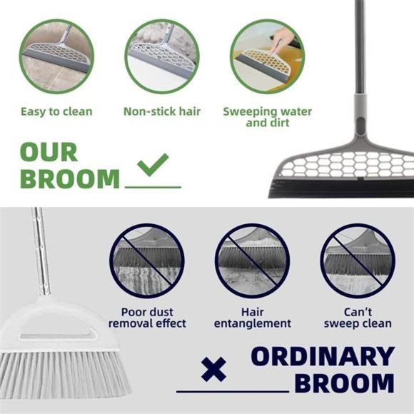 2 In 1 Adjustable Magic Broom Pet Hair Remover W/ Mini Squeegee Extended Length - Picture 7 of 9